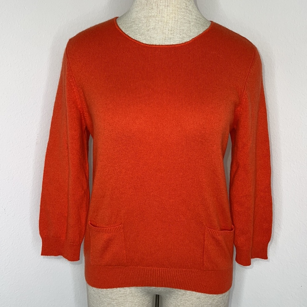 🔹 Dorothee Schumacher 3/4 Sleeve Sweater with Zipper Detail and Front Pockets